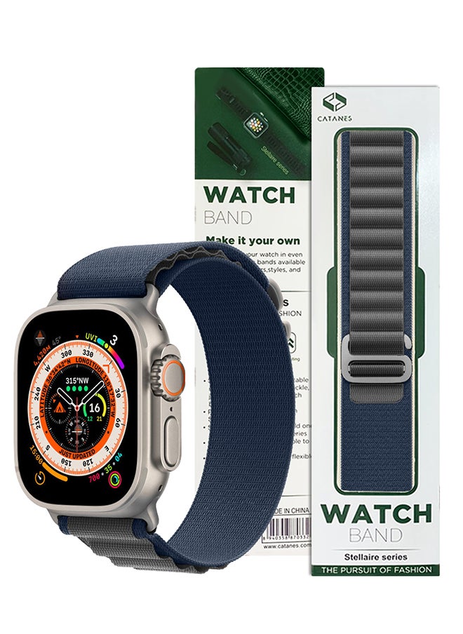 CATANES - Watch Ultra Smartwatch with Rugged Titanium Case and Alpine Loop 49mm Fitness Tracker Precision GPS Action Button Extra Long Battery Life with Blue Alpine Loop Band - Image 1