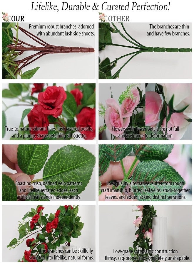 Dronside Artificial Flowers Realistic Roses for Decoration, 2Pcs Fake Hanging Roses Plants UV & Fading Resistant for Wedding Party Office Living Room Garden Indoor Outdoor Décor - Image 3