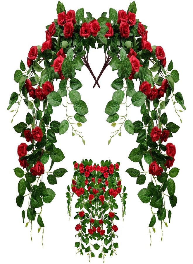 Dronside Artificial Flowers Realistic Roses for Decoration, 2Pcs Fake Hanging Roses Plants UV & Fading Resistant for Wedding Party Office Living Room Garden Indoor Outdoor Décor - Image 1