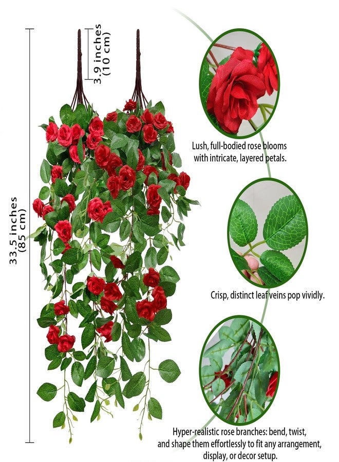 Dronside Artificial Flowers Realistic Roses for Decoration, 2Pcs Fake Hanging Roses Plants UV & Fading Resistant for Wedding Party Office Living Room Garden Indoor Outdoor Décor - Image 2
