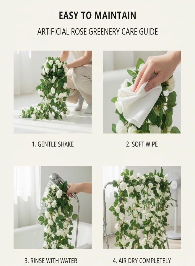 Dronside Artificial Flowers Realistic Roses for Decoration, 2Pcs Fake Hanging Roses Plants UV & Fading Resistant for Wedding Party Office Living Room Garden Indoor Outdoor Décor - Image 5