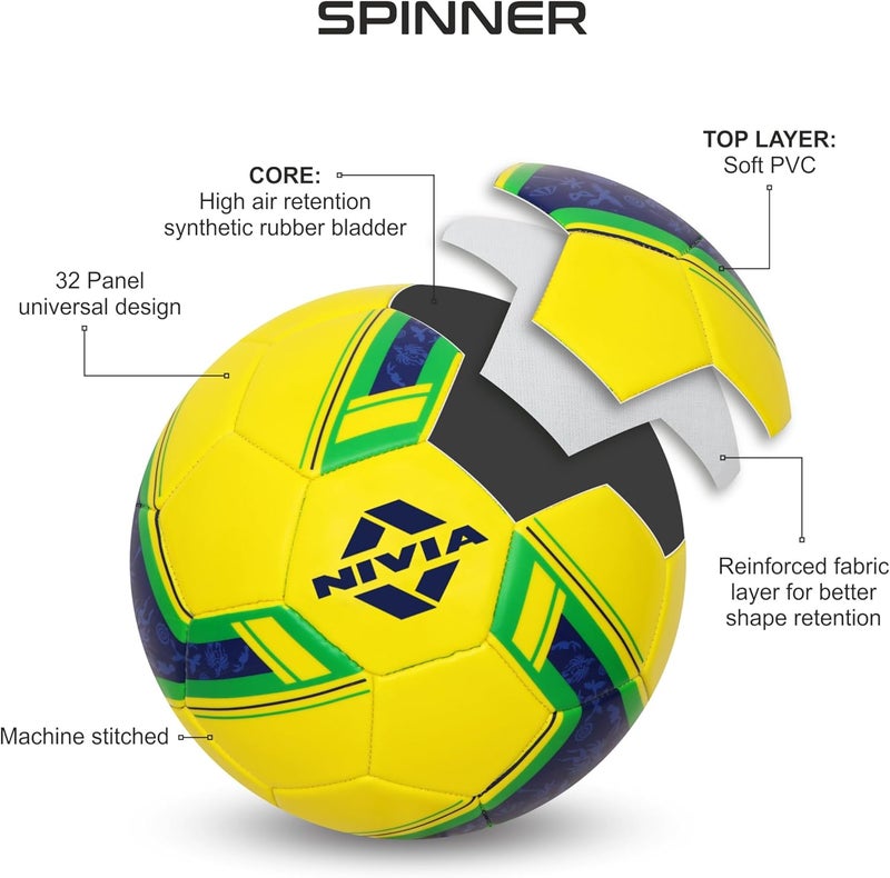 Nivia SPINNER MACHINE STITCHED PVC FOOTBALL SIZE -5 (BRAZIL) Multicolor - Image 2