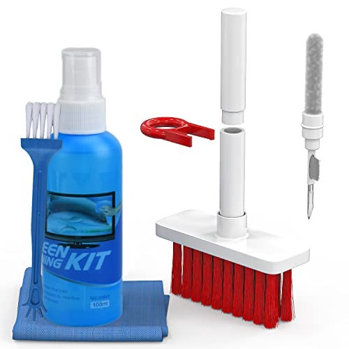 Sounce 8 in 1 Soft Brush Cleaning Tools Kit for Keyboard, Earphone, Laptop, Camera & Lens, LED LCD Screen Display Cleaner 2 Soft High-Density Brush Set with Keycap Puller and Premium Microfiber Cloth - Image 1