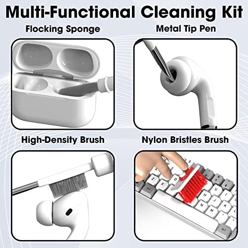 Sounce 8 in 1 Soft Brush Cleaning Tools Kit for Keyboard, Earphone, Laptop, Camera & Lens, LED LCD Screen Display Cleaner 2 Soft High-Density Brush Set with Keycap Puller and Premium Microfiber Cloth - Image 4