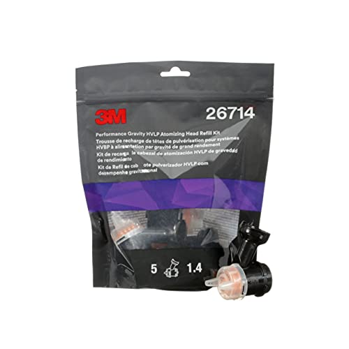 3M Performance Gravity HVLP Atomizing Head Refill Kit, 26714, Size 1.4, Orange, for use Performance Spray Gun PPS 2.0 Paint Cups, 5 Pack - Image 1
