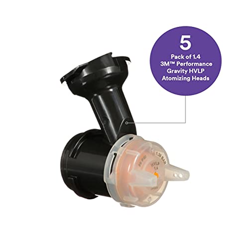 3M Performance Gravity HVLP Atomizing Head Refill Kit, 26714, Size 1.4, Orange, for use Performance Spray Gun PPS 2.0 Paint Cups, 5 Pack - Image 2