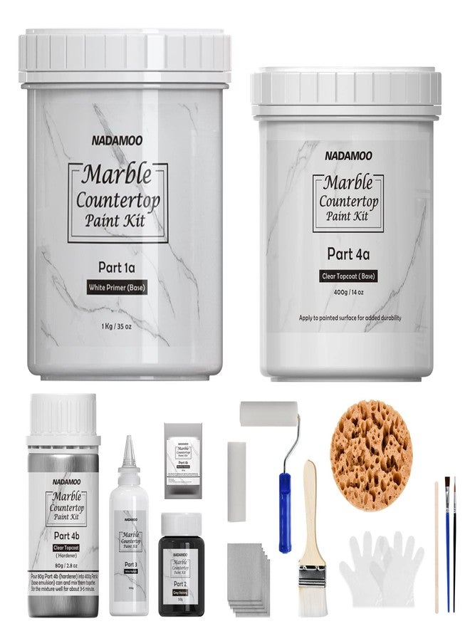 NADAMOO White Marble Countertop Paint Kit for Kitchen Bathroom, Counter Top Refinishing Kit Cover Up to 35 SQ. FT. - Image 1