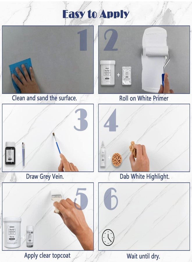 NADAMOO White Marble Countertop Paint Kit for Kitchen Bathroom, Counter Top Refinishing Kit Cover Up to 35 SQ. FT. - Image 4