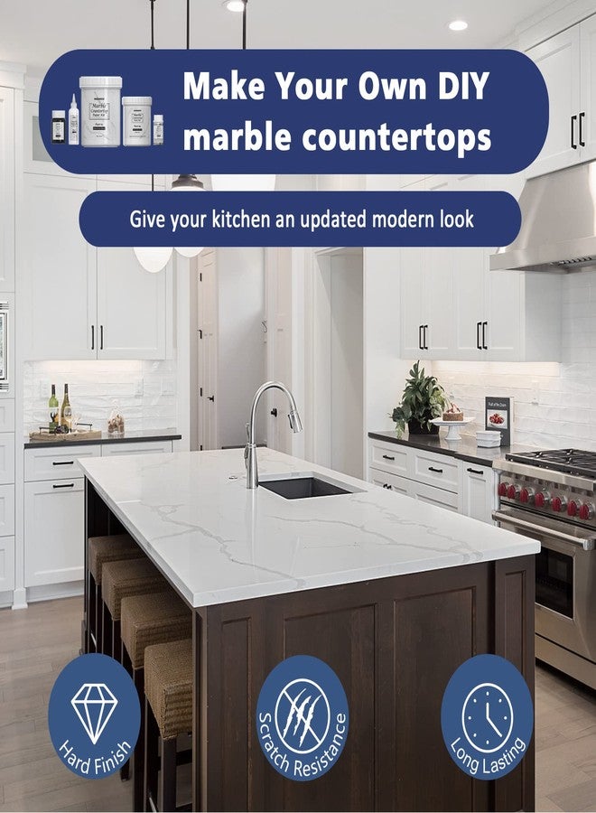NADAMOO White Marble Countertop Paint Kit for Kitchen Bathroom, Counter Top Refinishing Kit Cover Up to 35 SQ. FT. - Image 2