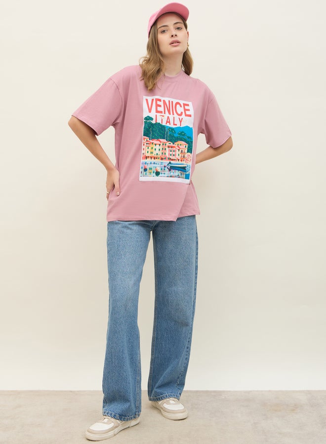 Styli Graphic Print Short Sleeve Oversized T-Shirt  - Image 1