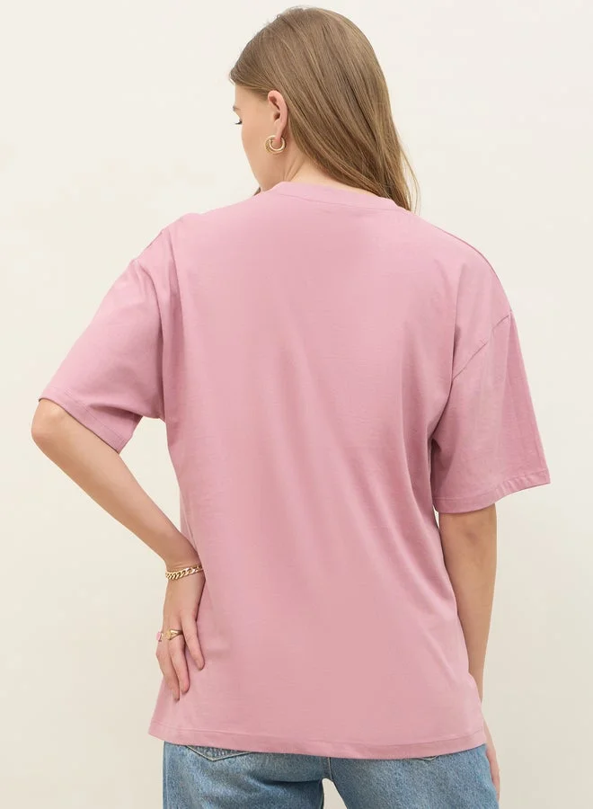 Styli Graphic Print Short Sleeve Oversized T-Shirt