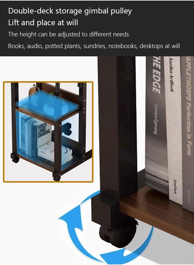 Foldable Sofa Side Table with Wheels and Storage Tray for Sofa Living Room Bedroom Bedside Coffee Small Space
