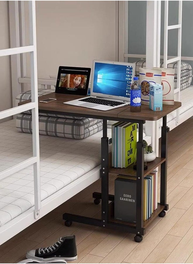 Foldable Sofa Side Table with Wheels and Storage Tray for Sofa Living Room Bedroom Bedside Coffee Small Space