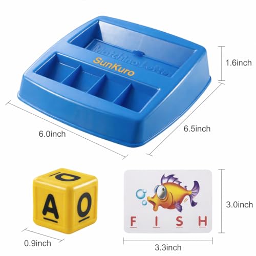 SUNKURO Learning Games for Kids Ages 38 Matching Letter Game for Kids Toys Ages 38 Educational Toys for 38 Year Olds Boys Girls Alphabet Puzzle Birthday Easter Gifts for 38 Year Old Boys Girls Blue - Image 5