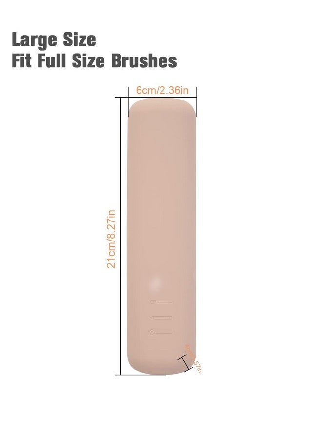 INOVERA (LABEL) INOVERA (LABEL) Silicone Large Makeup Brush Holder, Cosmetic Face Brushes Pouch, Magnetic Anti-Fall Out, Soft And Sleek Makeup Tools Organizer For Travel (Khaki, Width:6 Cm)  - Image 2
