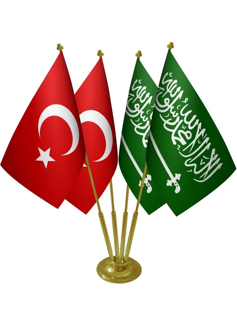 Table Top Saudi Arabian Flag Turkish Flag Set of Four Brass Poles Table Flag - pzsku/Z91021B394EC4D30BF699Z/45/_/1725721715/eff7ba1a-f366-4445-8693-82efa3a072df