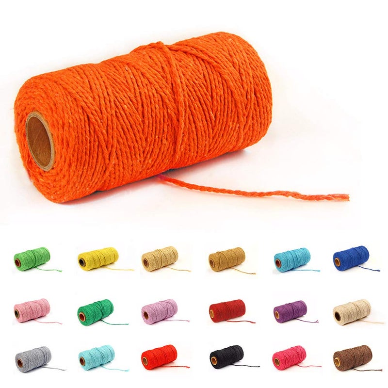 Macrame Cotton Cord 2mm 109 Yard Cotton Rope Colored Craft Cord for DIY Crafts Plant Hangers Orange