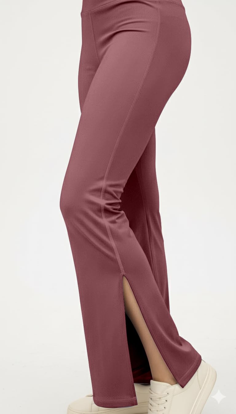 Mehrang High Waist Wide Leg with Side Slit || Stretchable Tights || Highwaist Sports Fitness Activewear Yoga Pants for Women (in, Alpha, XL, Regular, Moove) - Image 3