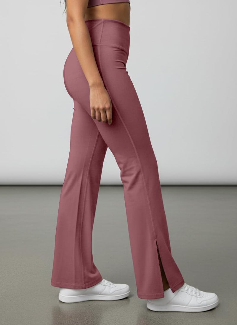 Mehrang High Waist Wide Leg with Side Slit || Stretchable Tights || Highwaist Sports Fitness Activewear Yoga Pants for Women (in, Alpha, XL, Regular, Moove) - Image 4