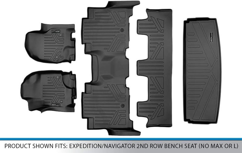 SMARTLINER Floor Mats - Cargo Liner Behind 3rd Row Set Black for 2018-2019 Expedition/Navigator 2nd Row Bench Seat - Image 5