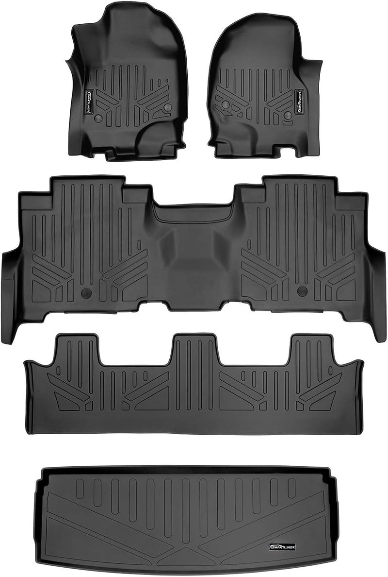 SMARTLINER Floor Mats - Cargo Liner Behind 3rd Row Set Black for 2018-2019 Expedition/Navigator 2nd Row Bench Seat - Image 1