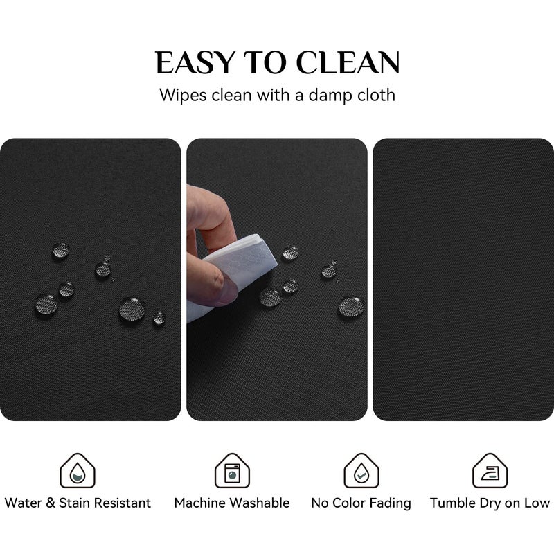 Softalker Rectangle Tablecloth, Waterproof & Stain Resistant Table Cloths Wrinkle Free Fabric Washable 210GSM Polyester Table Cover for Dining/Party/Outdoor - 90 x 132 inch,Black - Image 4
