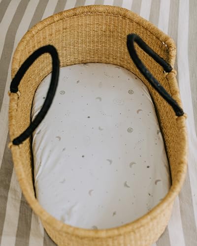 Sorrel + Fern Baby Bassinet Sheets for Boy, Girl (Galaxy, Moon and Stars) 2-Pack - Fitted Bedside Bassinet Sheets - Buttery Soft Cotton Blend for Standard Mattress Pad - Compatible with Halo BassiNest - Image 3
