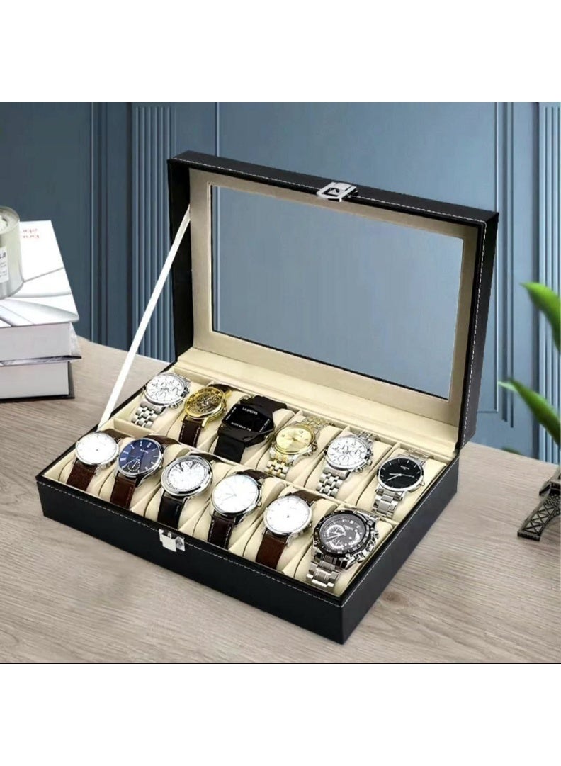 بوكس منظم ساعات ومجوهرات فاخر بتصميم القمر مع غطاء شفاف – صندوق تخزين أنيق للساعات والخواتم والأساور والقلائد والنظارات والإكسسوارات – حماية من الغبار والخدوش – مثالي للاستخدام المنزلي والهدايا - Image 2