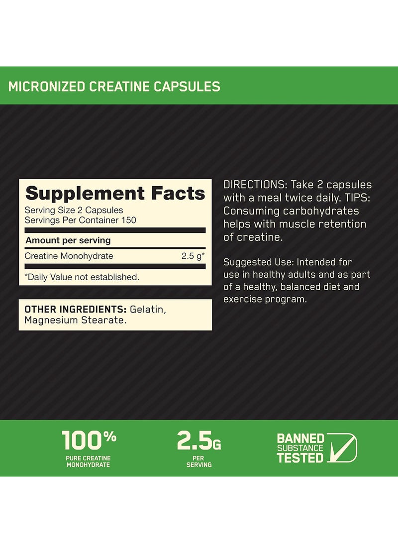 Optimum Nutrition Micronized Creatine Capsules, 300 Capsules - Image 2