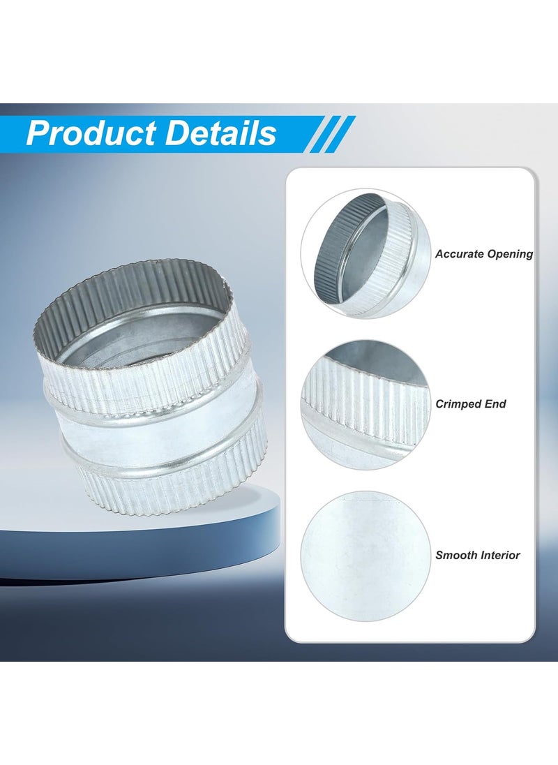 PATIKIL PATIKIL 3 Inch Duct Connector Coupling Galvanized Steel Straight Dryer Vent Coupler Flexible Ducting Collar Connector Round Crimped Ventilation Duct Extension for HVAC System Pipe  - Image 3