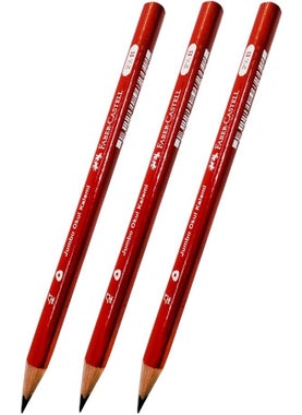 My First Pencil Jumbo Triangular Starter Pencil Black 2.5 B 3 Pieces Faber Jumbo Pencil Slotted Body Triangular