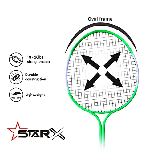 StarX Multi-Shaft Steel Badminton Racquet Set, Adult G4-3 3/4-Inch (Multicolor) Pack of 2 - Image 3