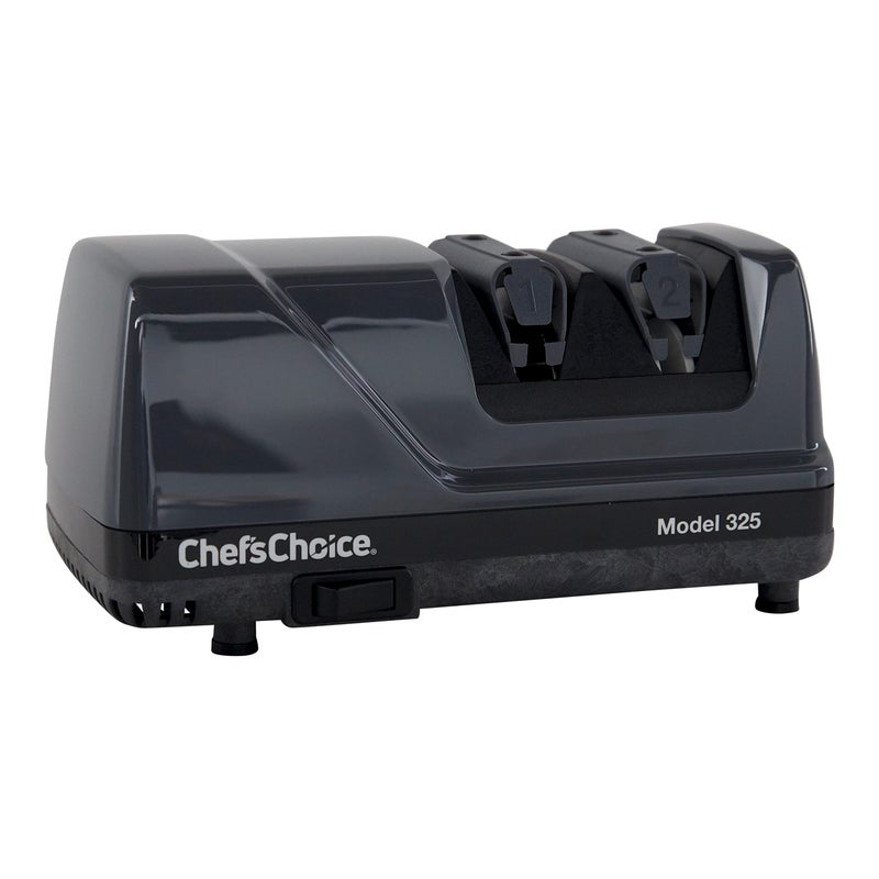 CHEF'S CHOICE ChefsChoice Professional Electric Knife Sharpeners SharpNHone With 100Percent Diamond Abrasives And Precision Angle Guides For 20Degree StraightEdge and Serrated Knives 2Stage Gray 