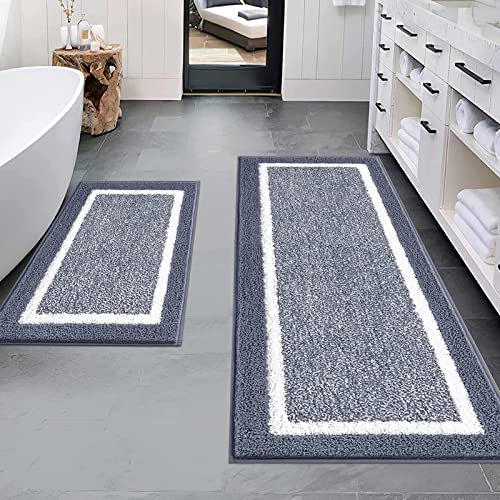 Pauwer Bathroom Rugs Sets 2 Piece Non Slip Bath Mats for Bathroom Absorbent Bath Rugs Floor Mat Machine Washable Shower Rugs for Bath Floor Tub and Shower - Image 1
