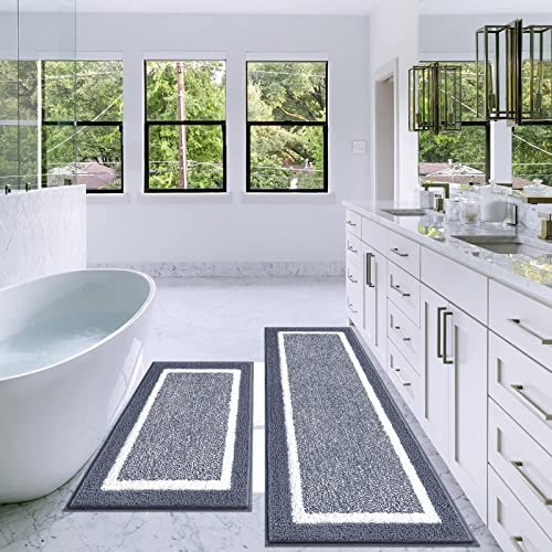 Pauwer Bathroom Rugs Sets 2 Piece Non Slip Bath Mats for Bathroom Absorbent Bath Rugs Floor Mat Machine Washable Shower Rugs for Bath Floor Tub and Shower - Image 3