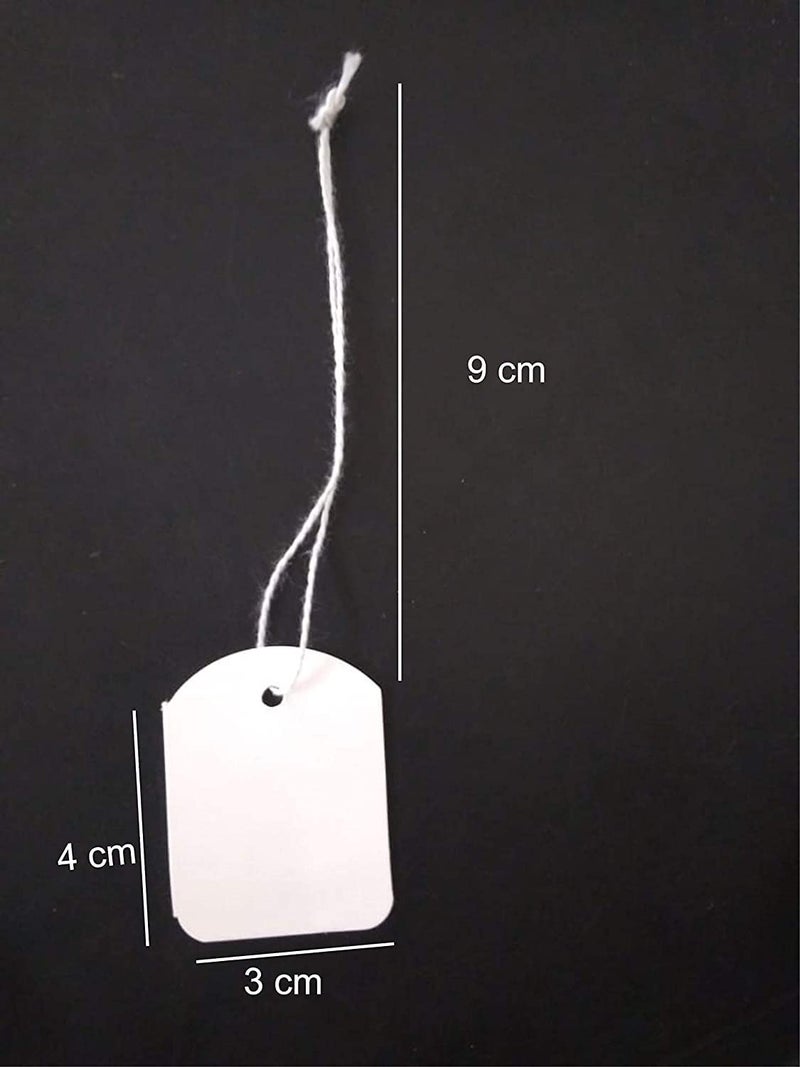 Zenomia Fancy Decorative Plain Price String with Tag, Jewelry Hanging Tags, 950 Pcs, 3 x 4 Cms - Image 2