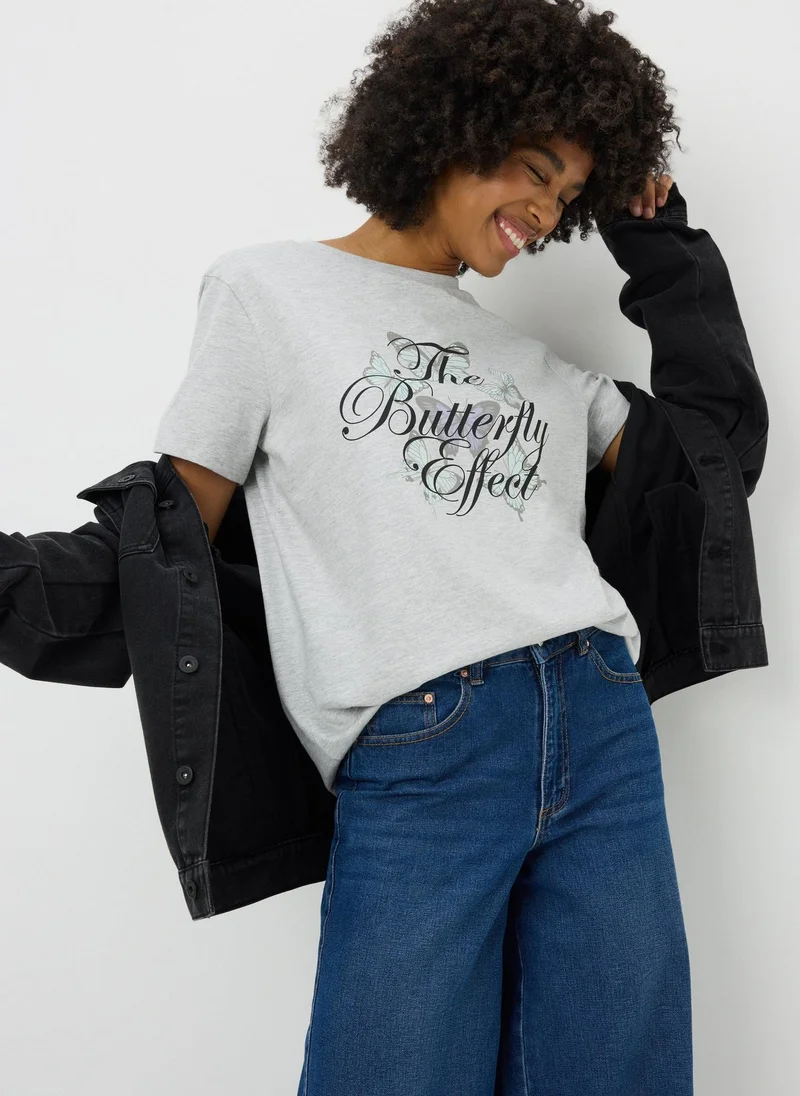 Matalan Grey Butterfly Graphic T-Shirt