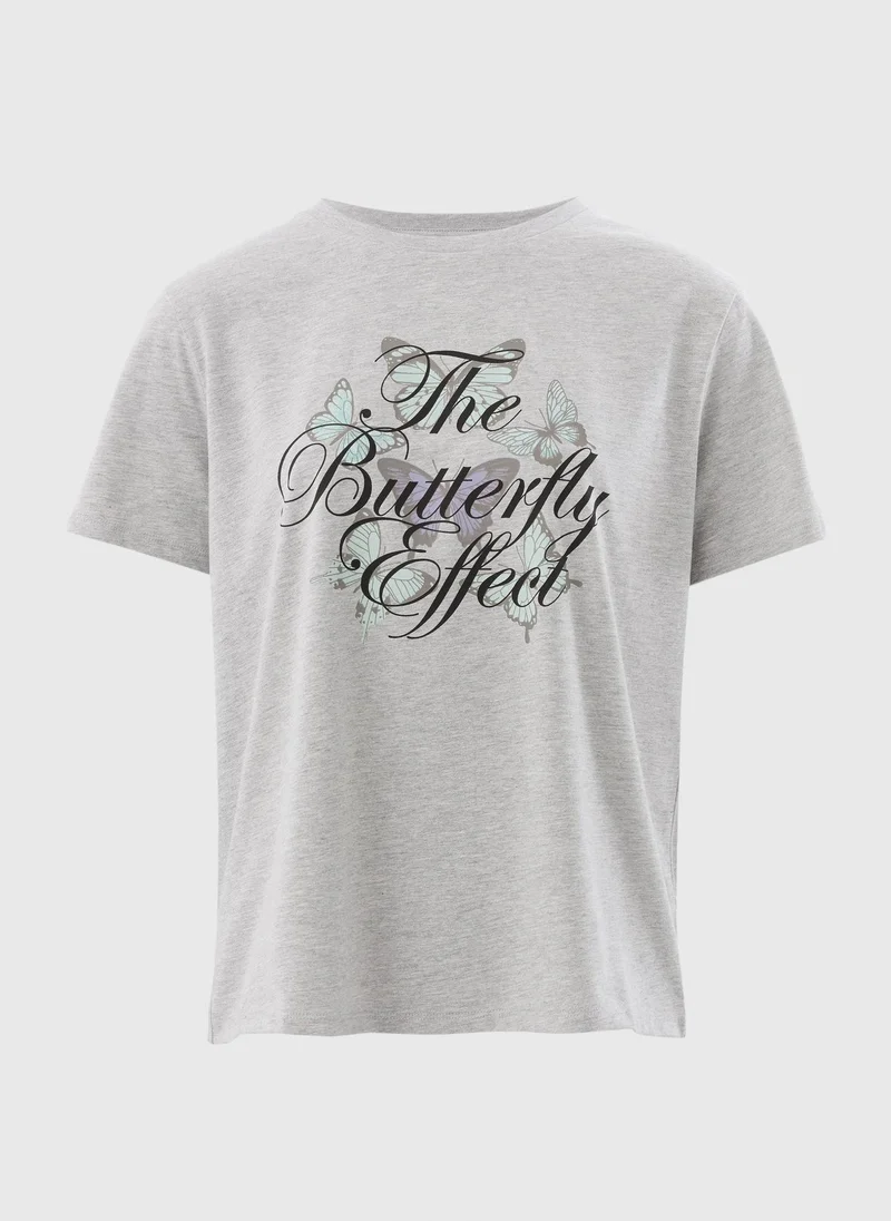 Matalan Grey Butterfly Graphic T-Shirt