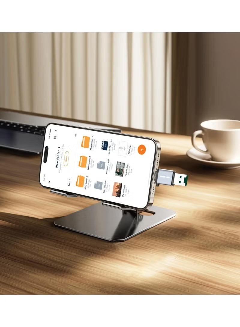 Green Lion 2-in-1 Card Reader USB-A & USB-C for Micro SD / TF Cards, 480Mbps Transfer Speed, Plug & Play, Aluminum Alloy, Up to 2TB – Grey - Image 4