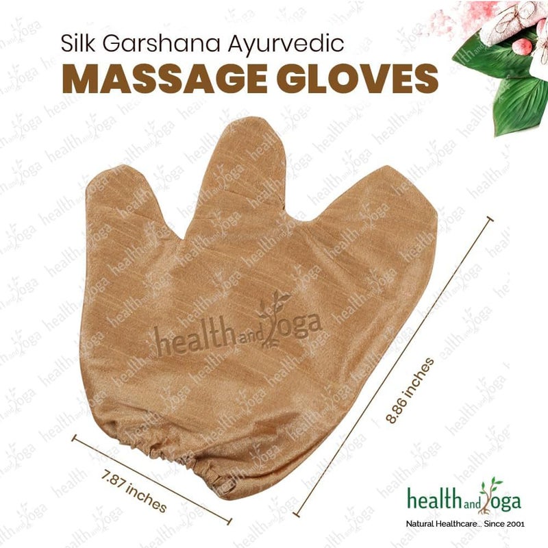 SoulGenie HealthAndYoga Silk Garshana Massage  Exfoliation Gloves 1 Pair Mittens  Ayurvedic Dry Brushing  For Dewy Glow  Smooth Skin Boosts Blood  Lymph Circulation Removes Toxins  Cellulite Fat - Image 5