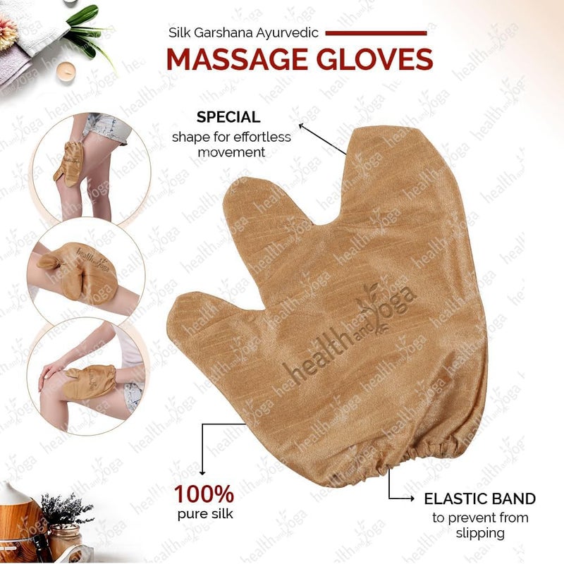 SoulGenie HealthAndYoga Silk Garshana Massage  Exfoliation Gloves 1 Pair Mittens  Ayurvedic Dry Brushing  For Dewy Glow  Smooth Skin Boosts Blood  Lymph Circulation Removes Toxins  Cellulite Fat - Image 3