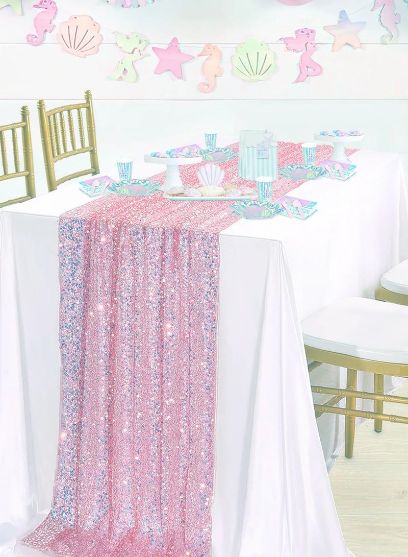 عداء طاولة لامع مزين بالترتر اللامع بألوان قوس قزح، مفرش طاولة من قماش الجبن بلون الميرمية، إعداد طاولة ناعم لديكور حفلات الزفاف وتزيين طاولات الطعام لحفلات استقبال العرائس والمواليد وأعياد ميلاد الفتيات، مركز طاولة للمآدب والأقواس، ديكور بوهيمي عتيق. - Image 1