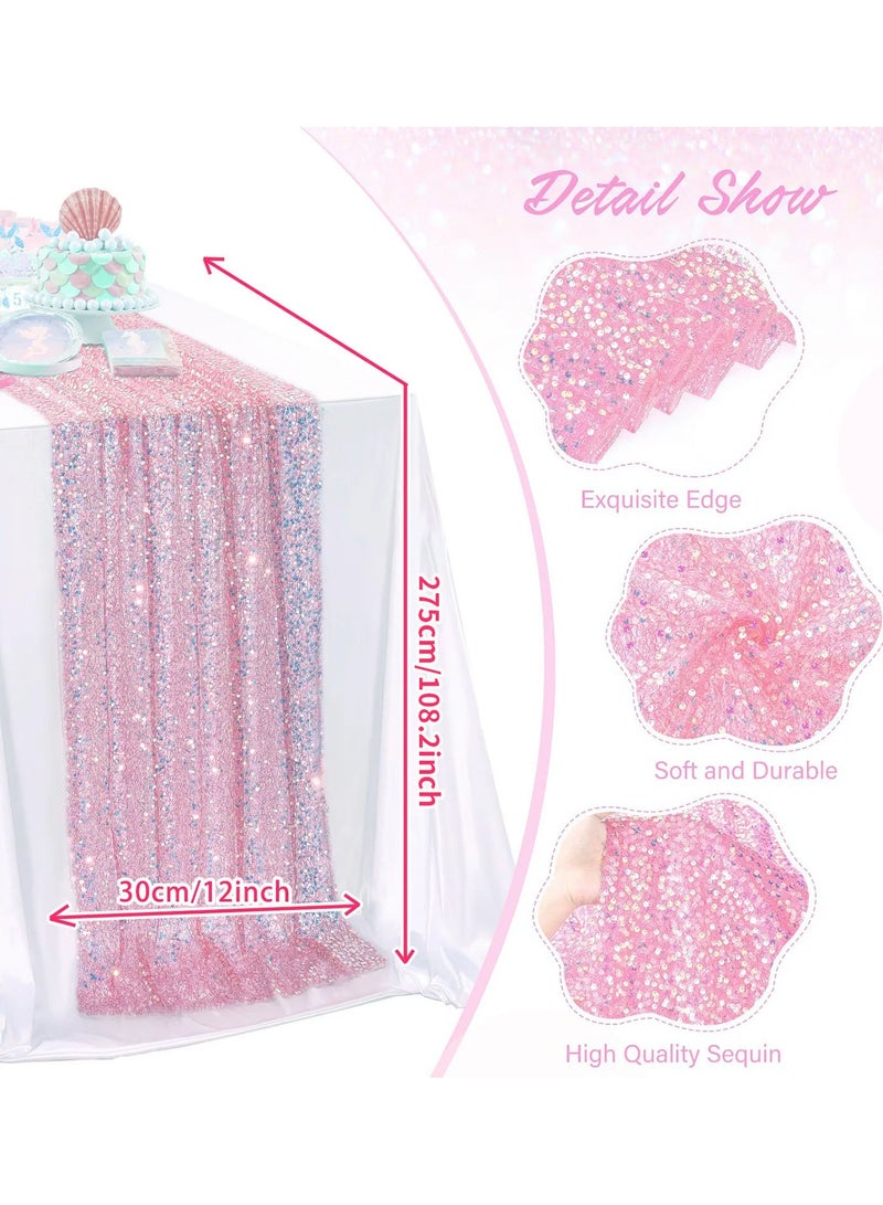 عداء طاولة لامع مزين بالترتر اللامع بألوان قوس قزح، مفرش طاولة من قماش الجبن بلون الميرمية، إعداد طاولة ناعم لديكور حفلات الزفاف وتزيين طاولات الطعام لحفلات استقبال العرائس والمواليد وأعياد ميلاد الفتيات، مركز طاولة للمآدب والأقواس، ديكور بوهيمي عتيق. - Image 2