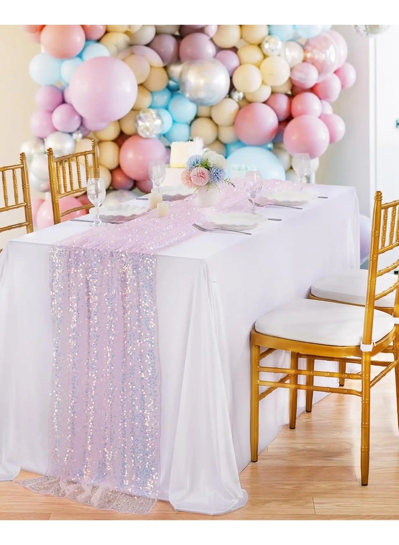 عداء طاولة لامع مزين بالترتر اللامع بألوان قوس قزح، مفرش طاولة من قماش الجبن بلون الميرمية، إعداد طاولة ناعم لديكور حفلات الزفاف وتزيين طاولات الطعام لحفلات استقبال العرائس والمواليد وأعياد ميلاد الفتيات، مركز طاولة للمآدب والأقواس، ديكور بوهيمي عتيق. - Image 4