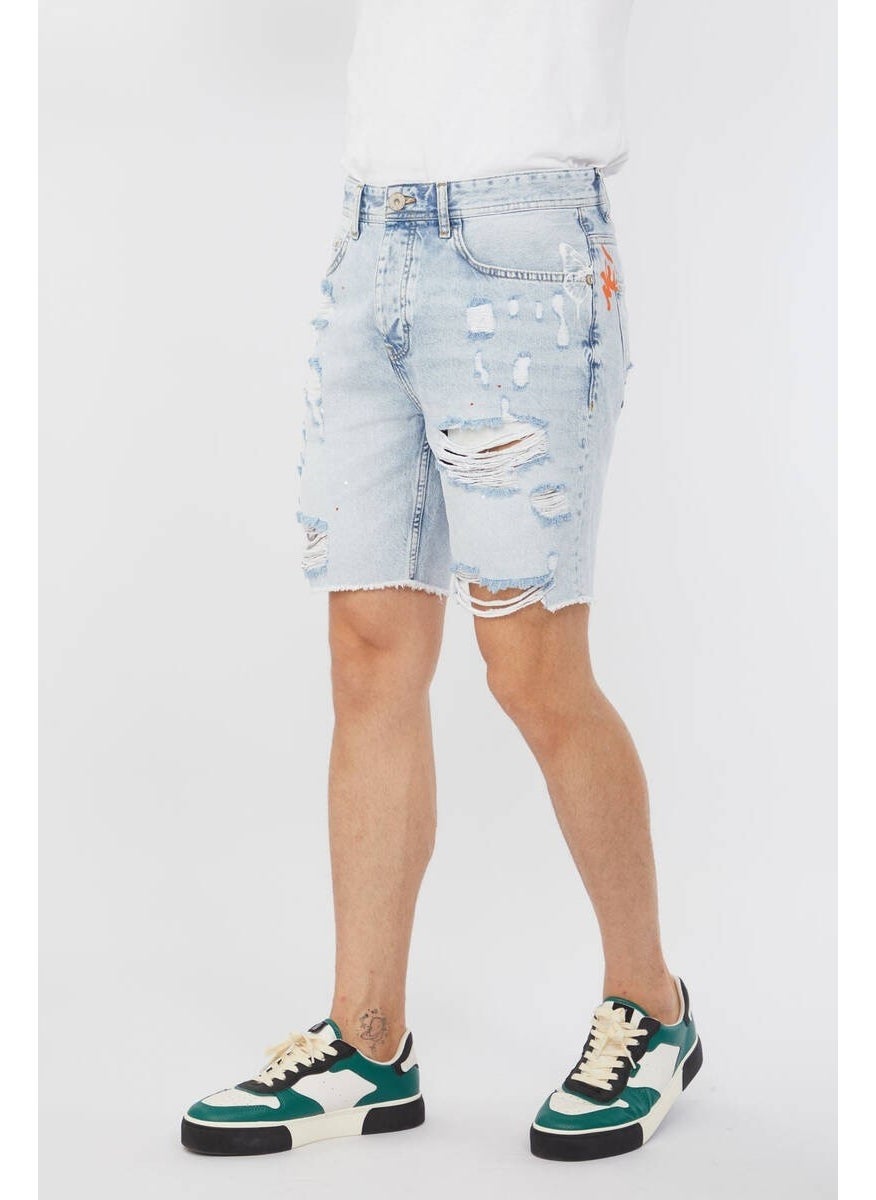 Men's Cut Out Printed Jean Shorts Light Blue - pzsku/Z9102D21383A53AE6106BZ/45/_/1730355957/65e77842-225e-41b0-8070-6977737af265