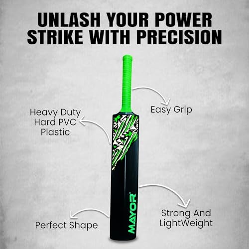 MAYOR Blaster Cricket Bat for Kids & Adults | Plastic Bats for Indoor Tournament | Practice Bat | Full Size Tennis Bat for Cricket | (34 X 4.5 Inch) for All Age Group (Black/Green) - Image 5