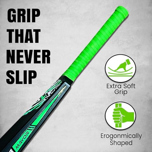 MAYOR Blaster Cricket Bat for Kids & Adults | Plastic Bats for Indoor Tournament | Practice Bat | Full Size Tennis Bat for Cricket | (34 X 4.5 Inch) for All Age Group (Black/Green) - Image 2