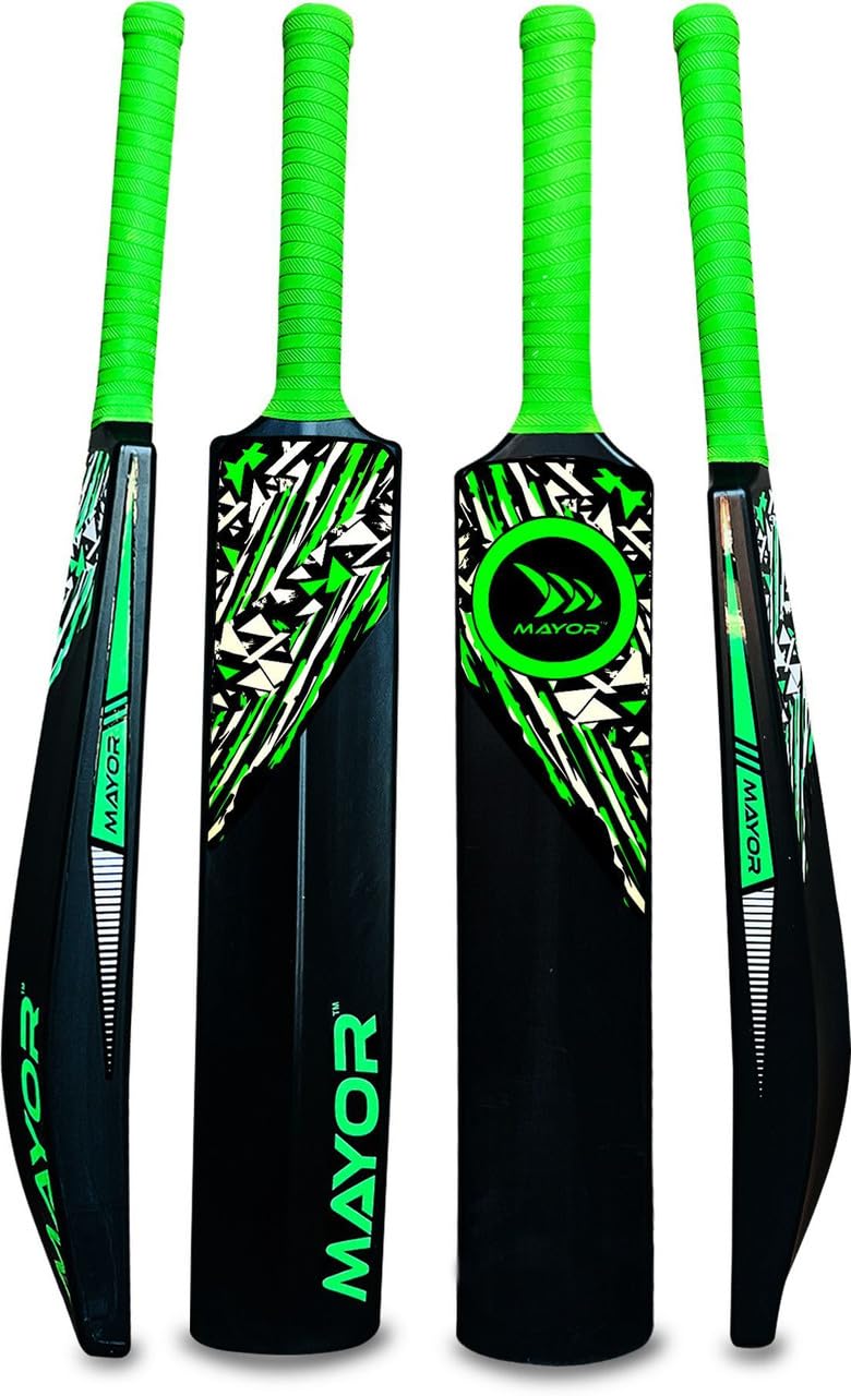 MAYOR Blaster Cricket Bat for Kids & Adults | Plastic Bats for Indoor Tournament | Practice Bat | Full Size Tennis Bat for Cricket | (34 X 4.5 Inch) for All Age Group (Black/Green) - Image 1