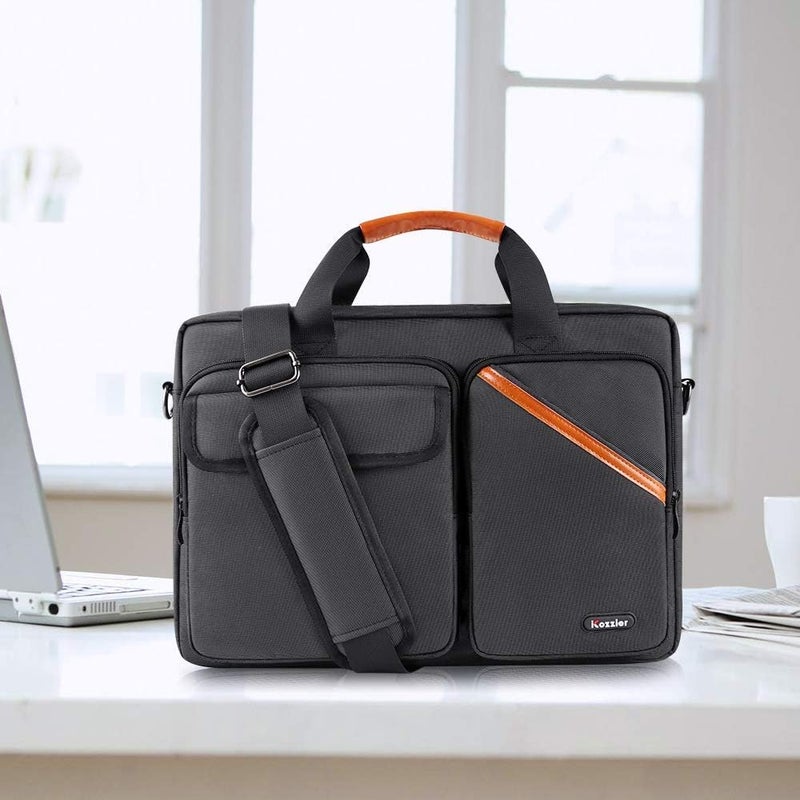 iCozzier 15-15.6 Inch Multi-Pocket Laptop Sleeve Briefcase Large Capacity Shoulder Bag Electronic Accessories Organizer Waterproof Messenger Carrying Case - Black - Image 4