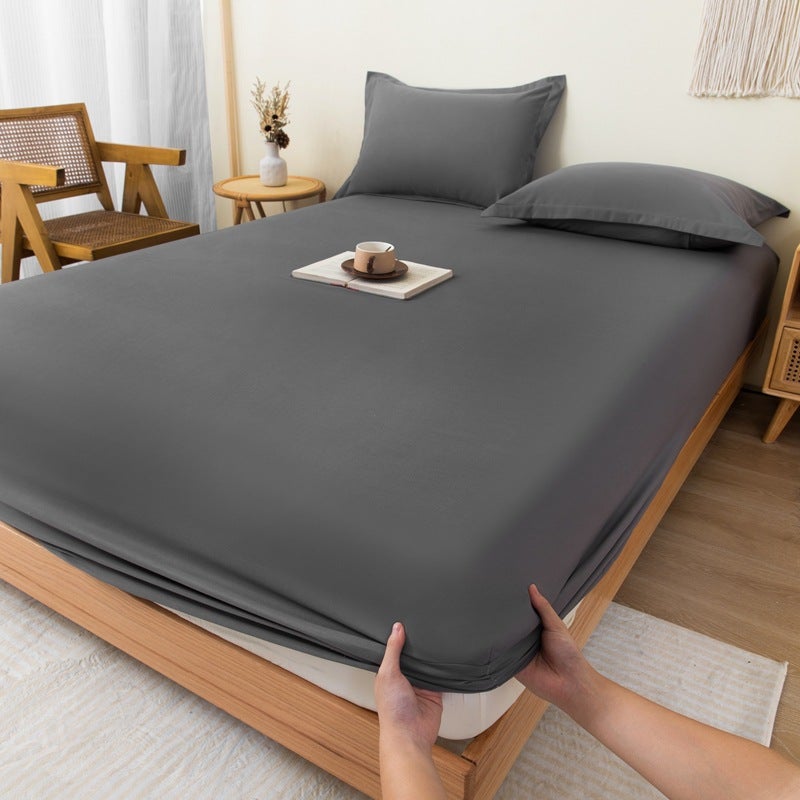 Solid Color Brushed Single Fitted Sheet Comfortable Skin-Friendly Cotton Single Double Bedspread Bed Sheet Dustproof Protective Bedding - Image 5